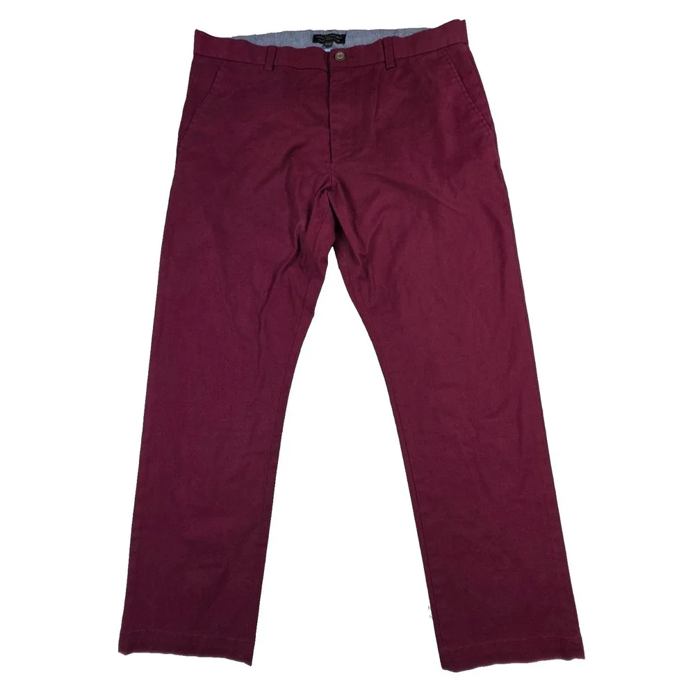 Banana Republic Fulton Skinny Chino Mens 36x30 Burgundy Maroon Flat Front Pants